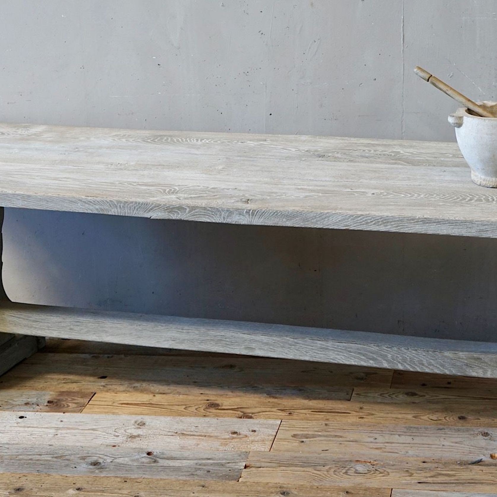 French Antique Bleached Oak Refectory Table gallery detail image