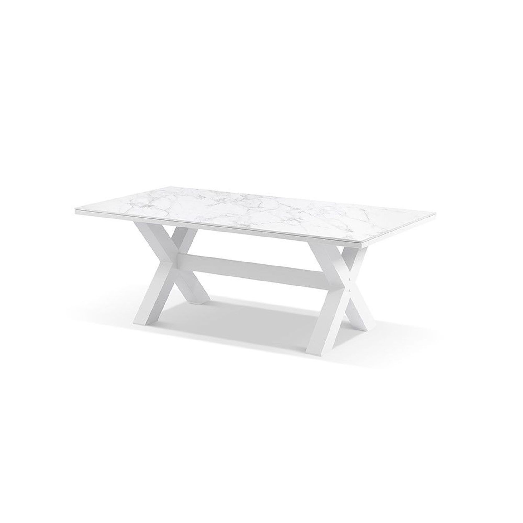 Kansas Outdoor Ceramic 2m White Aluminium Dining Table gallery detail image