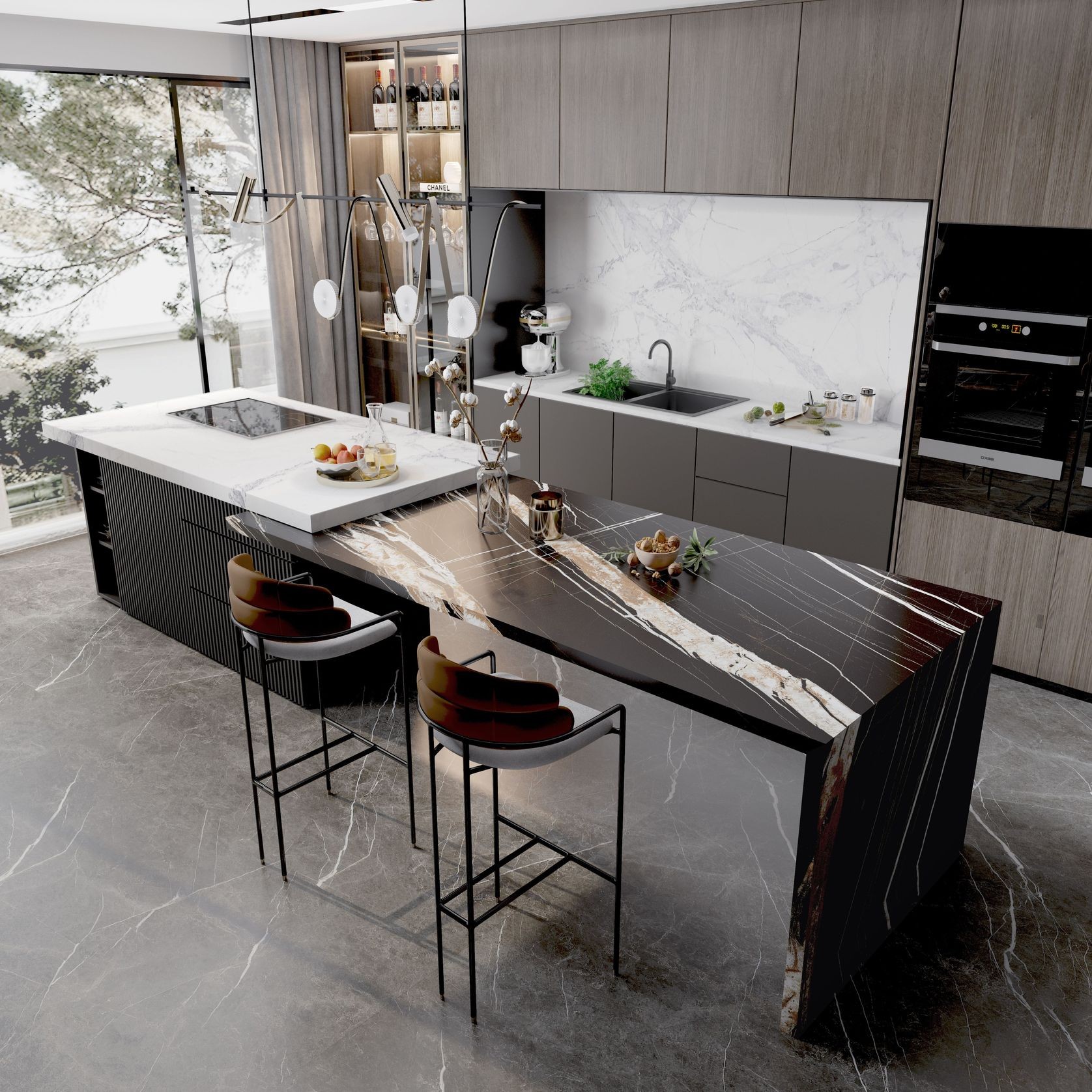 Marquina Gold Benchtop - Full-body patterned Matt gallery detail image