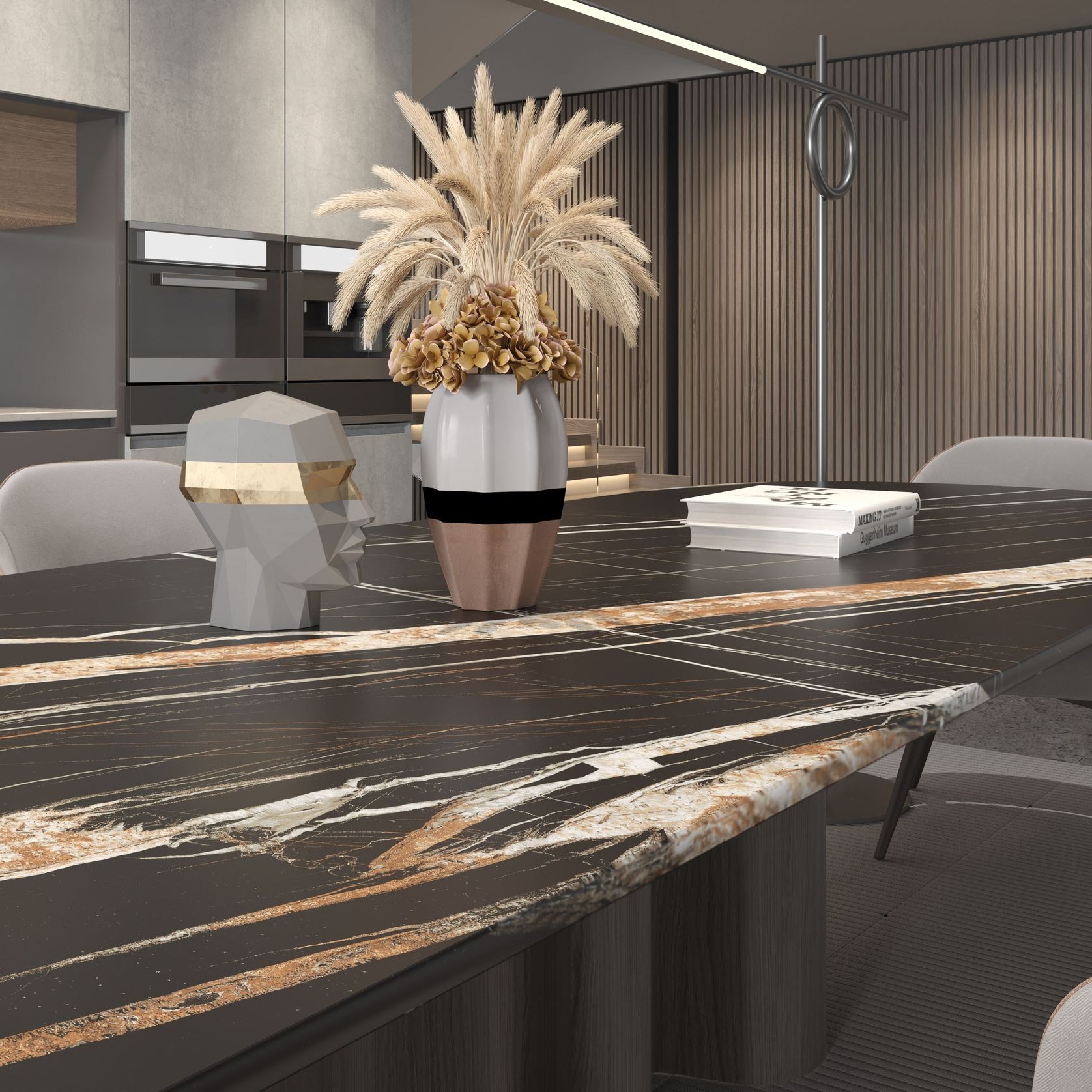 Marquina Gold Benchtop - Full-body patterned Matt gallery detail image