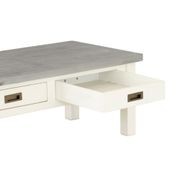 Ashton Coffee Table in Brushed White w/ Grey Wooden Top gallery detail image