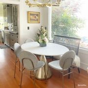 Silhouette Pedestal Marble Round Dining Table gallery detail image