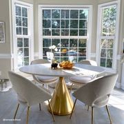 Silhouette Pedestal Marble Round Dining Table gallery detail image
