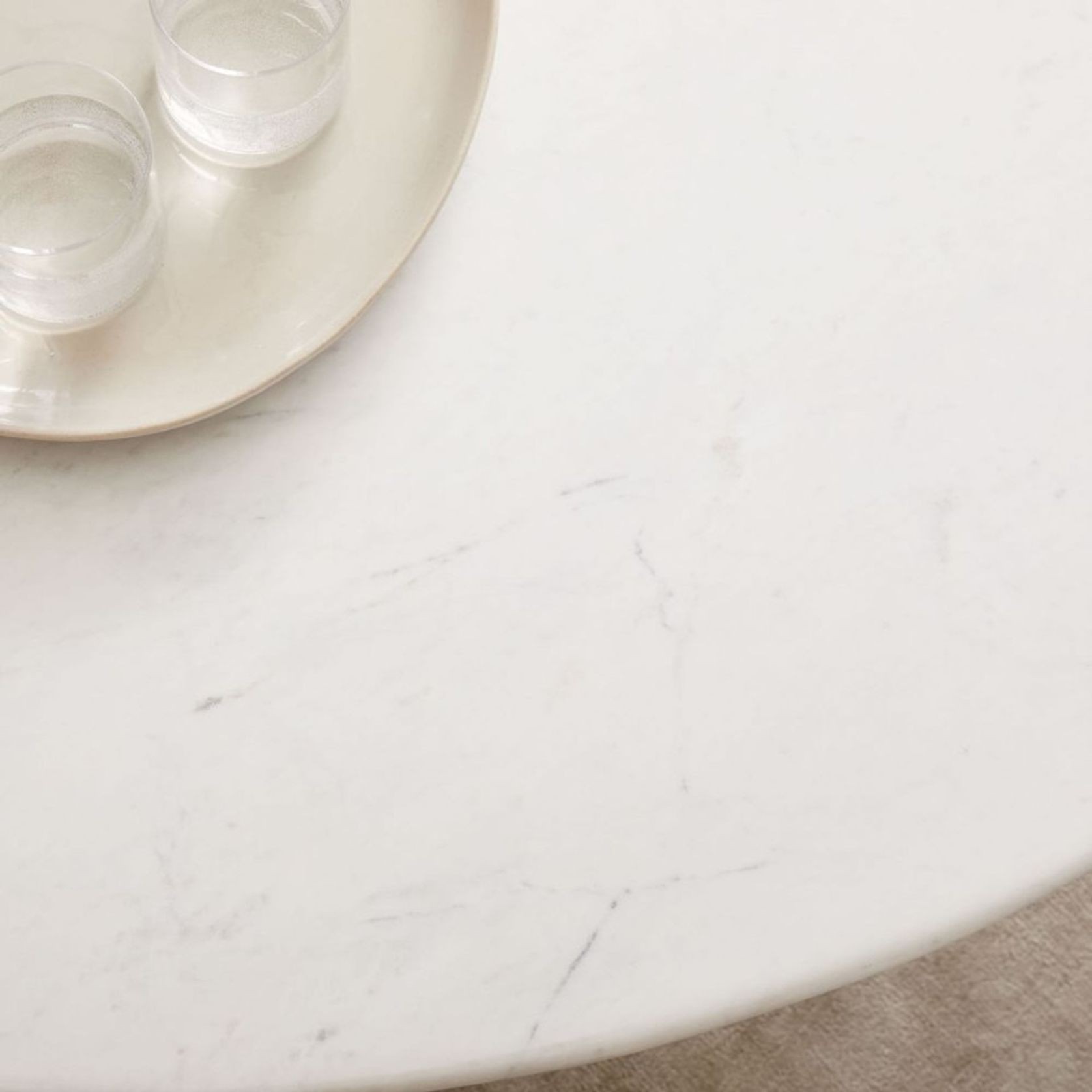 Silhouette Pedestal Marble Round Dining Table gallery detail image