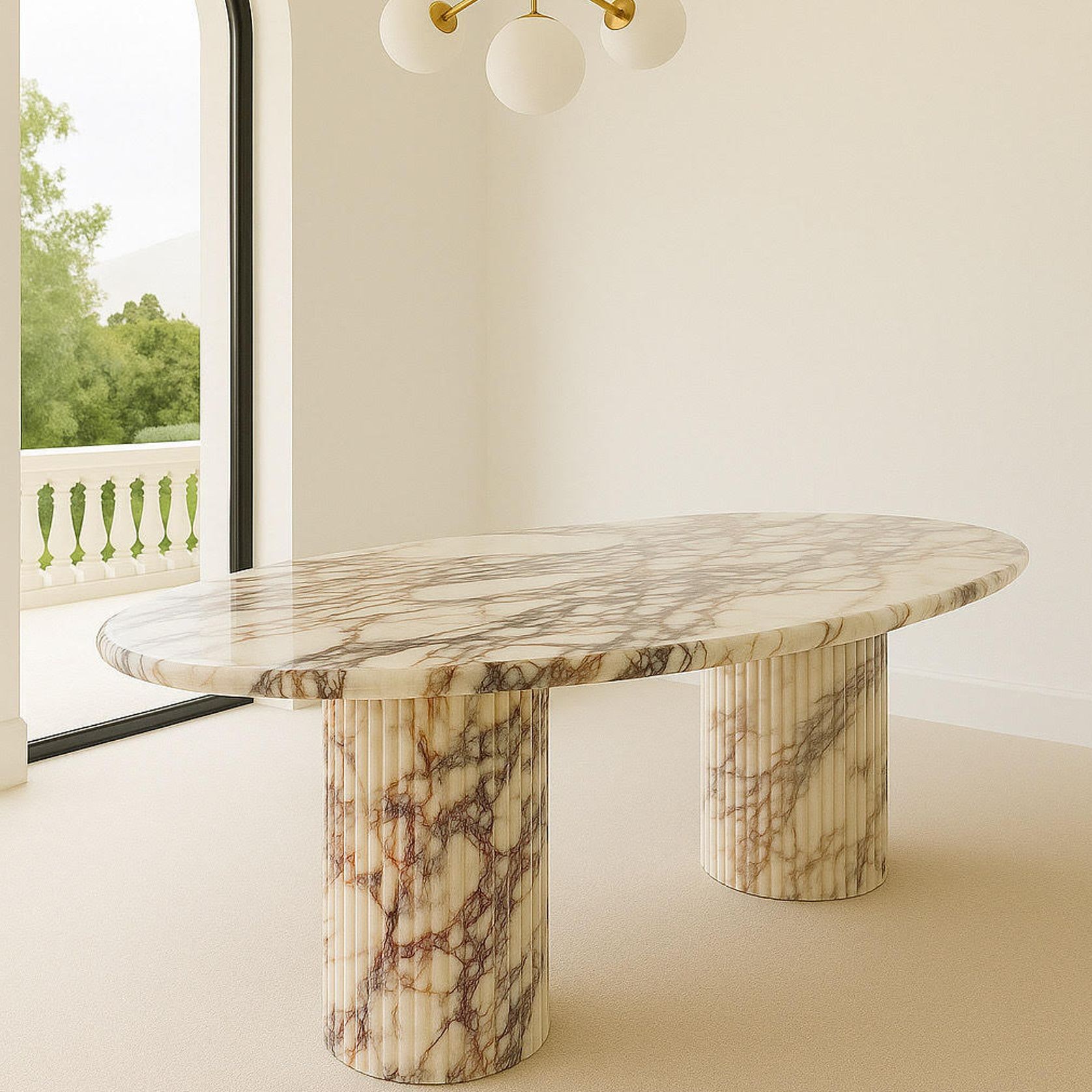 Oval Dining Table - Italian Viola Calacatta gallery detail image