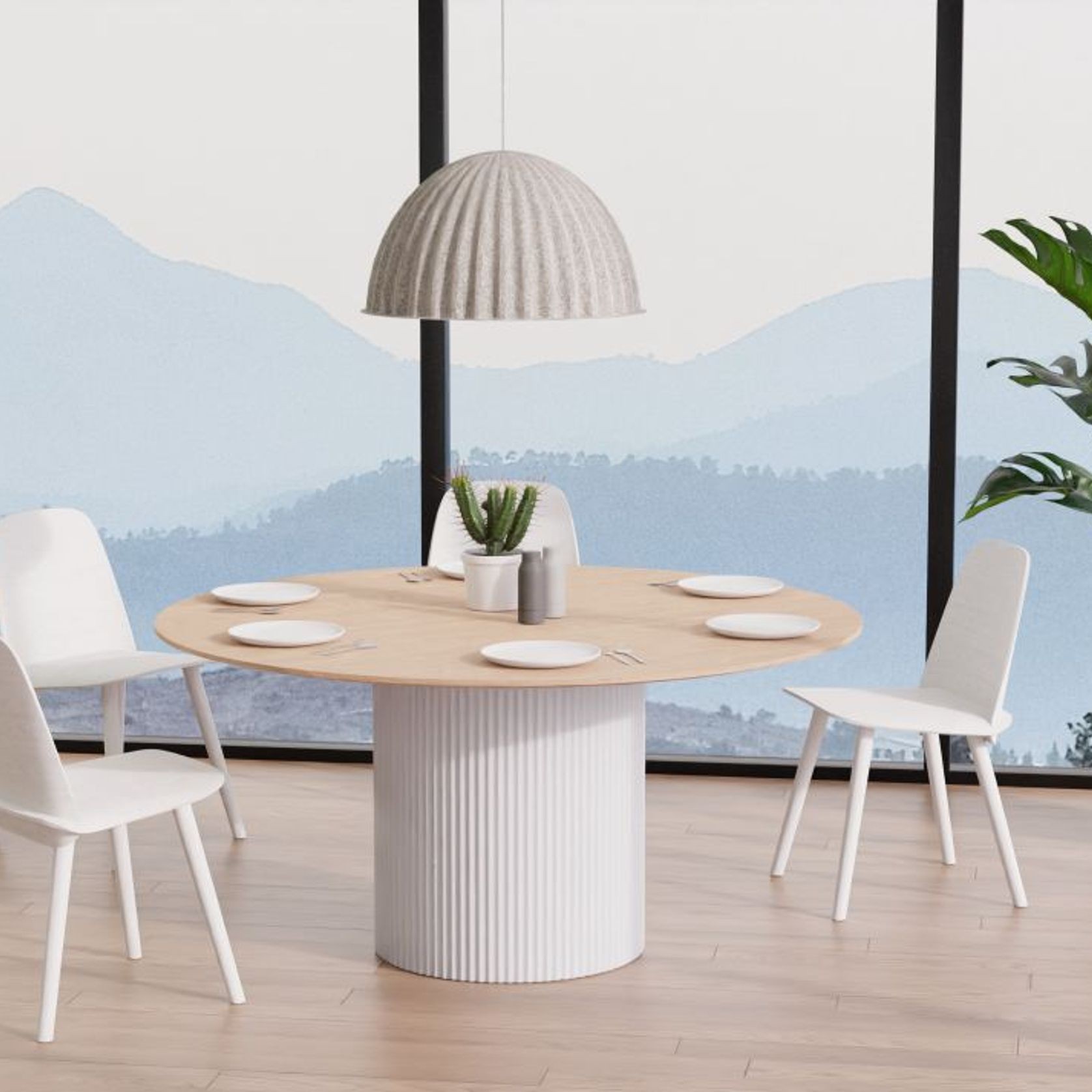 Mimi Dining Table - White - Natural - 155cm gallery detail image