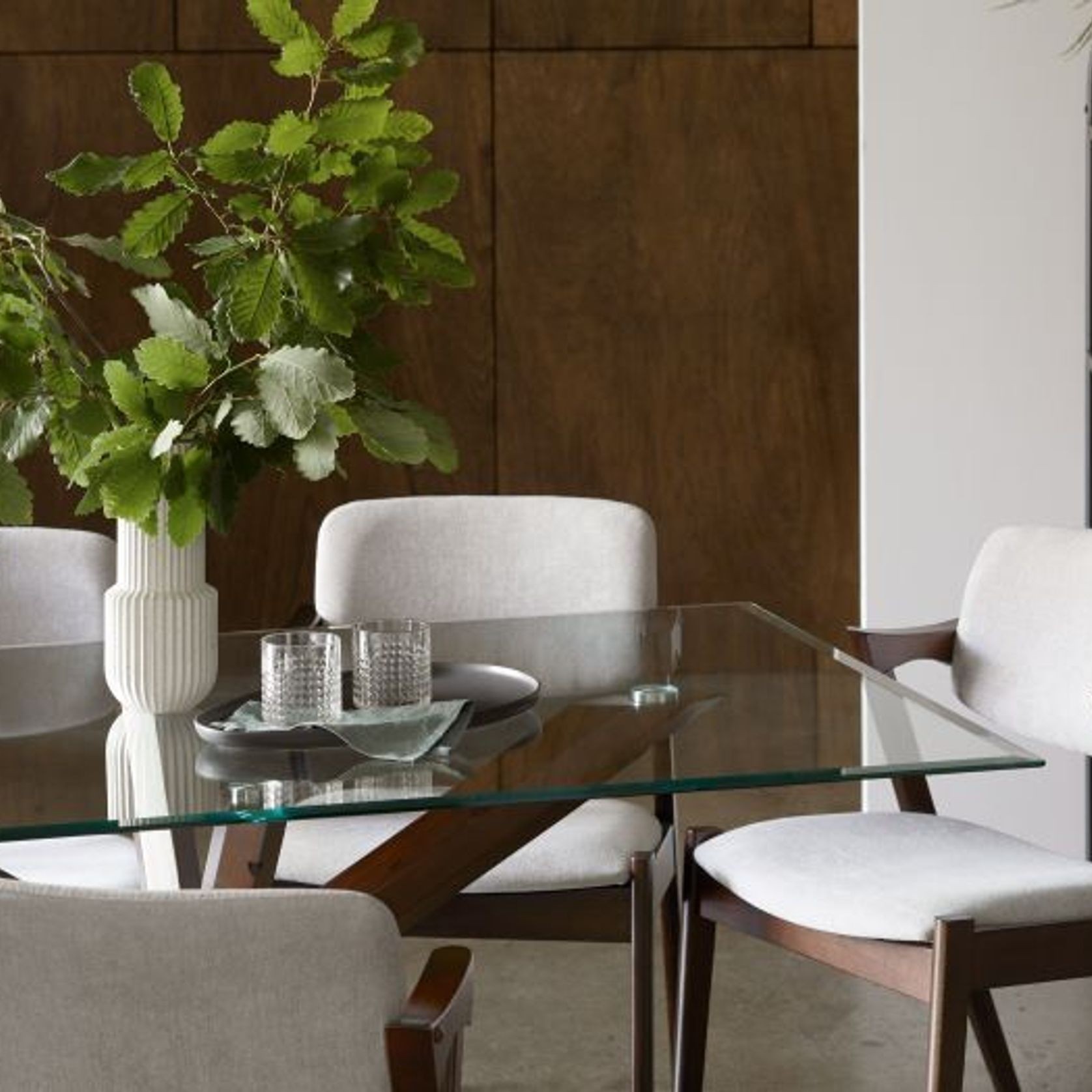 Bella Rectangle Glass Dining Table | Dark Hardwood gallery detail image