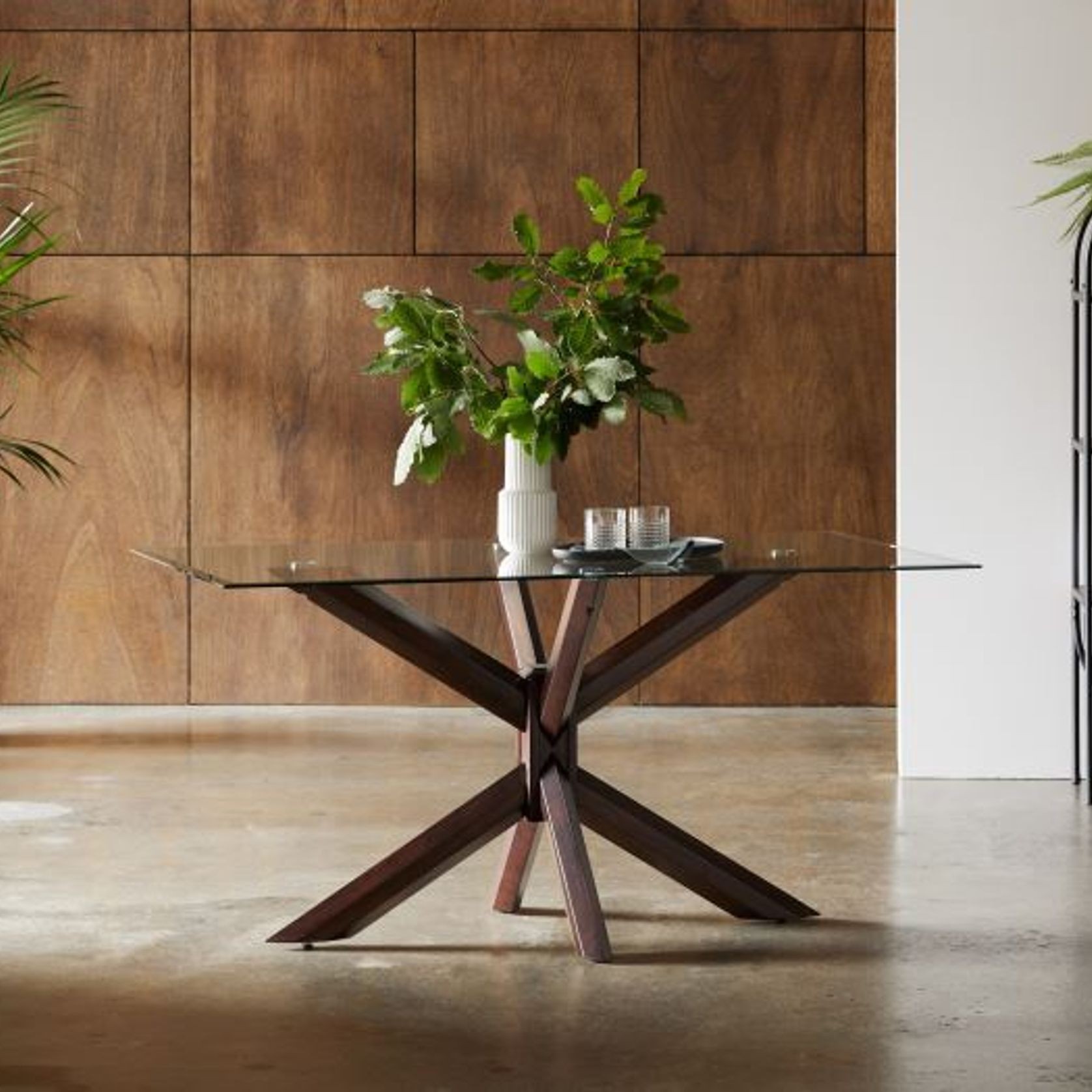 Bella Rectangle Glass Dining Table | Dark Hardwood gallery detail image