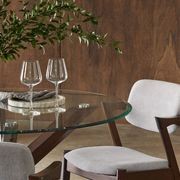 Bella Round Glass Dining Table | Dark Hardwood gallery detail image