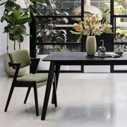 Cannes 7PCE Hardwood Black Dining Set | Green Fabric gallery detail image