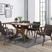 Cruz 7PCE Hardwood Dining Set | Walnut | Black Fabric gallery detail image