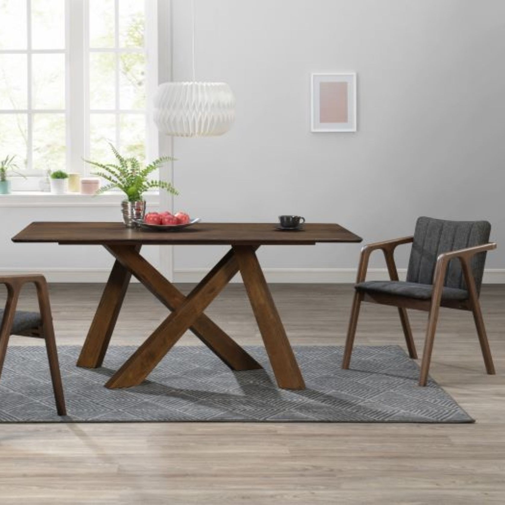 Cruz 7PCE Hardwood Dining Set | Walnut | Black Fabric gallery detail image