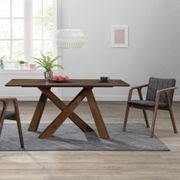 Cruz 7PCE Hardwood Dining Set | Walnut | Black Fabric gallery detail image