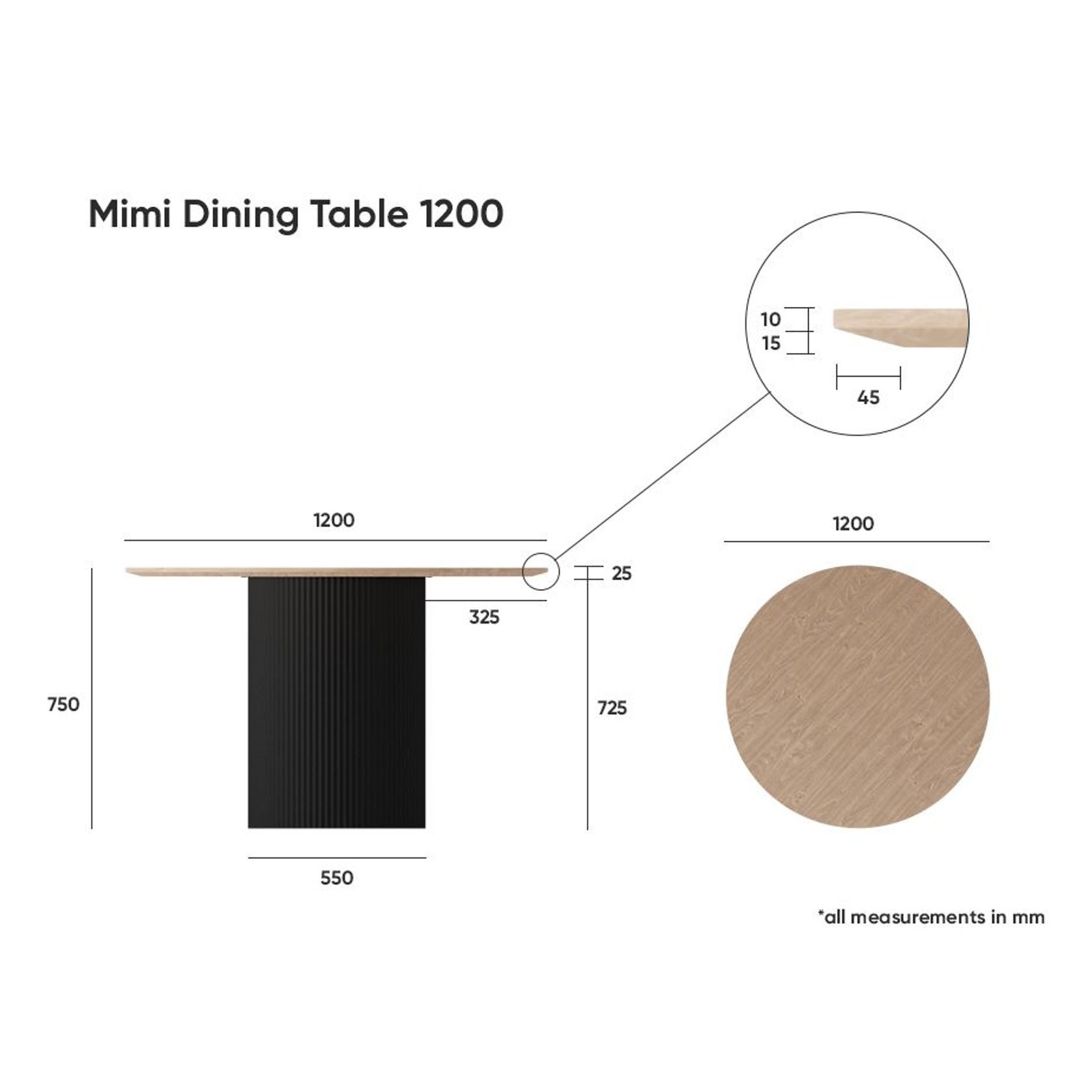 Mimi Dining Table - White - Natural - 120cm gallery detail image