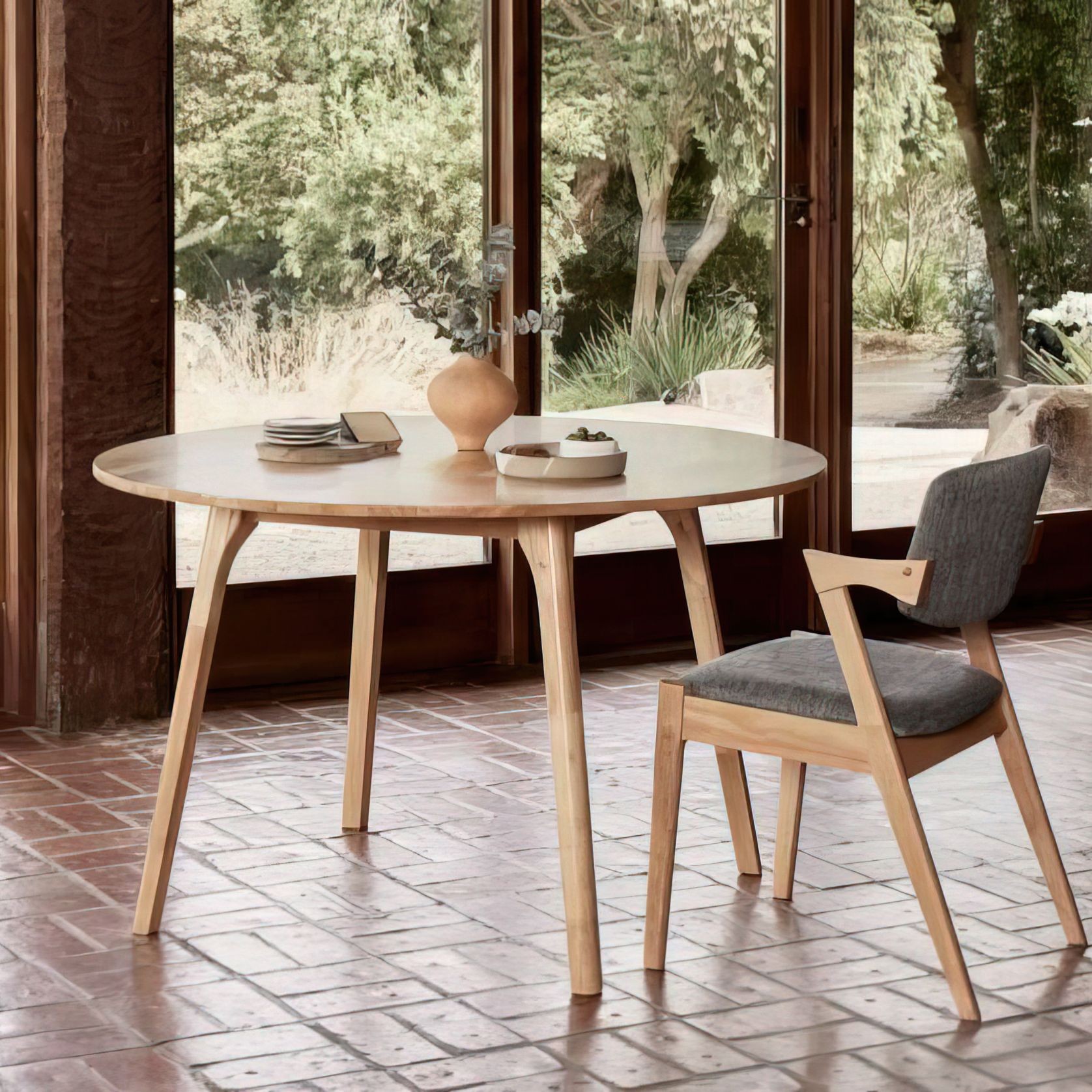 Franki 5PCE Natural Hardwood Dining Set | Black Fabric gallery detail image