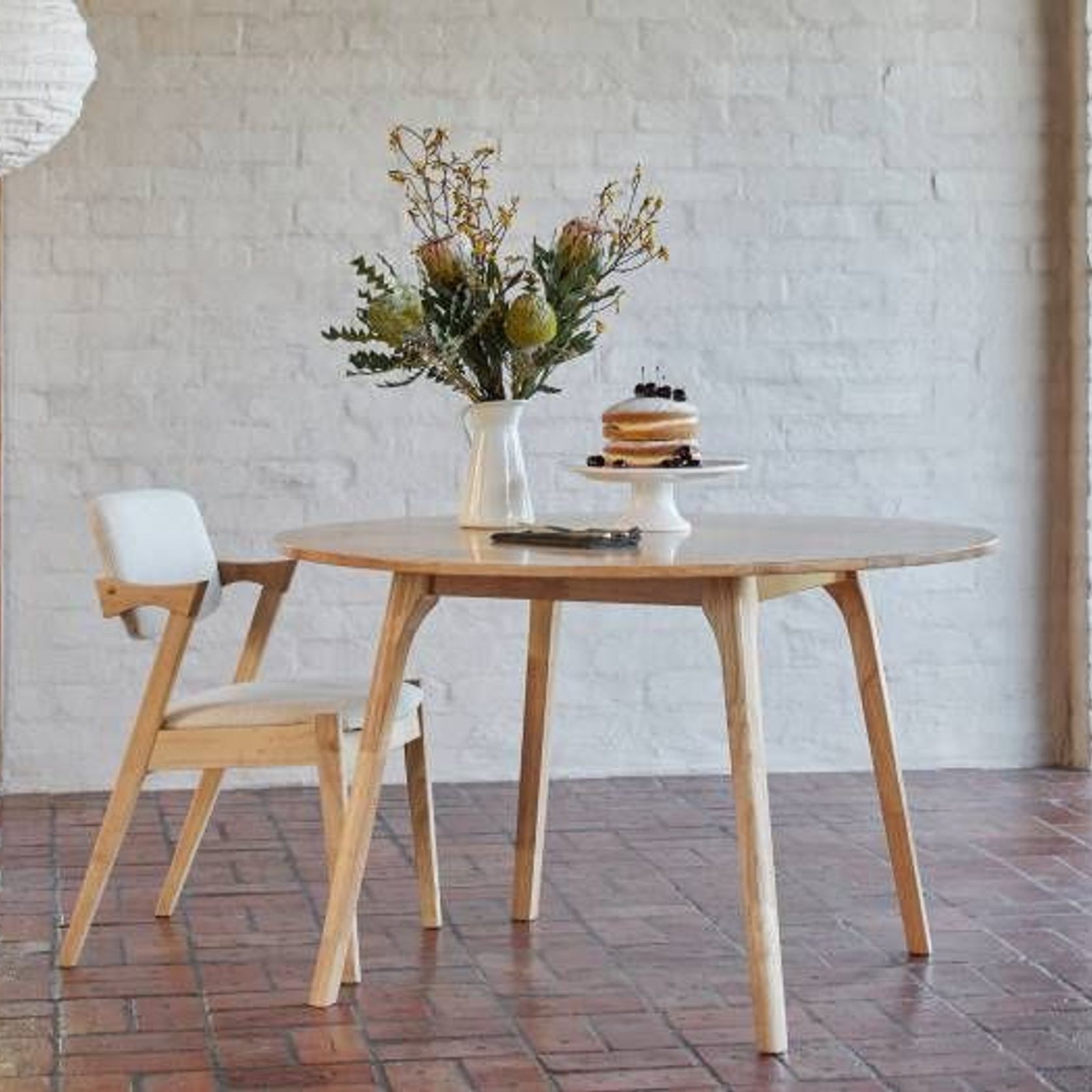 Franki 5PCE Natural Hardwood Dining Set | Beige Fabric gallery detail image