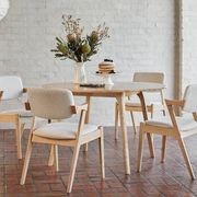 Franki 5PCE Natural Hardwood Dining Set | Beige Fabric gallery detail image