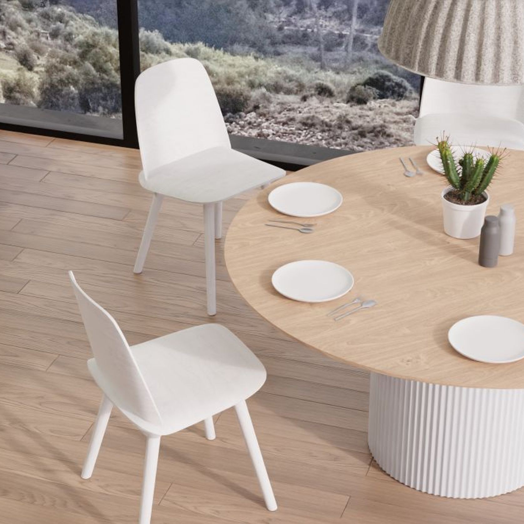 Mimi Dining Table - White - Natural - 155cm gallery detail image