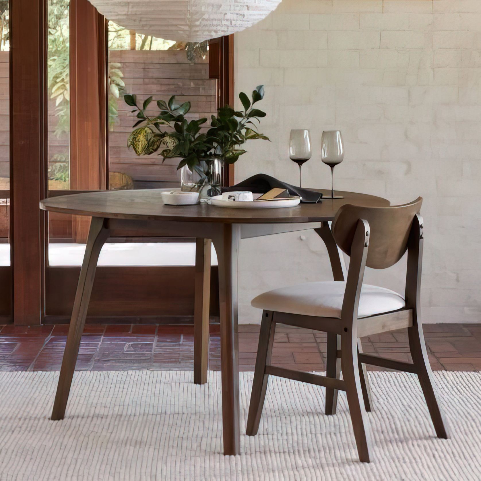Soho 5PCE Hardwood Dining Set | Walnut | Beige Fabric gallery detail image
