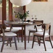 Soho 5PCE Hardwood Dining Set | Walnut | Beige Fabric gallery detail image