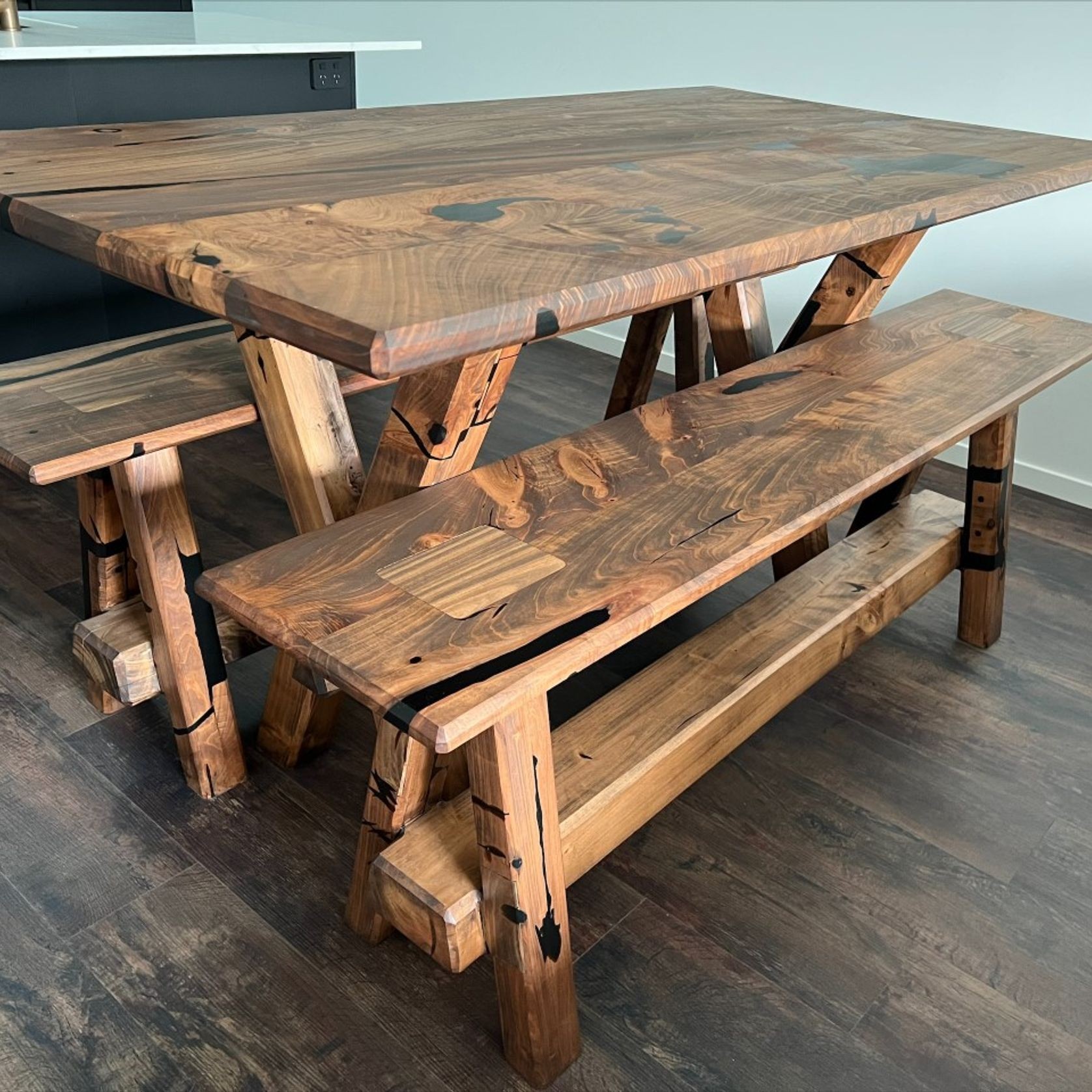 Reclaimed Macrocarpa Table Set gallery detail image