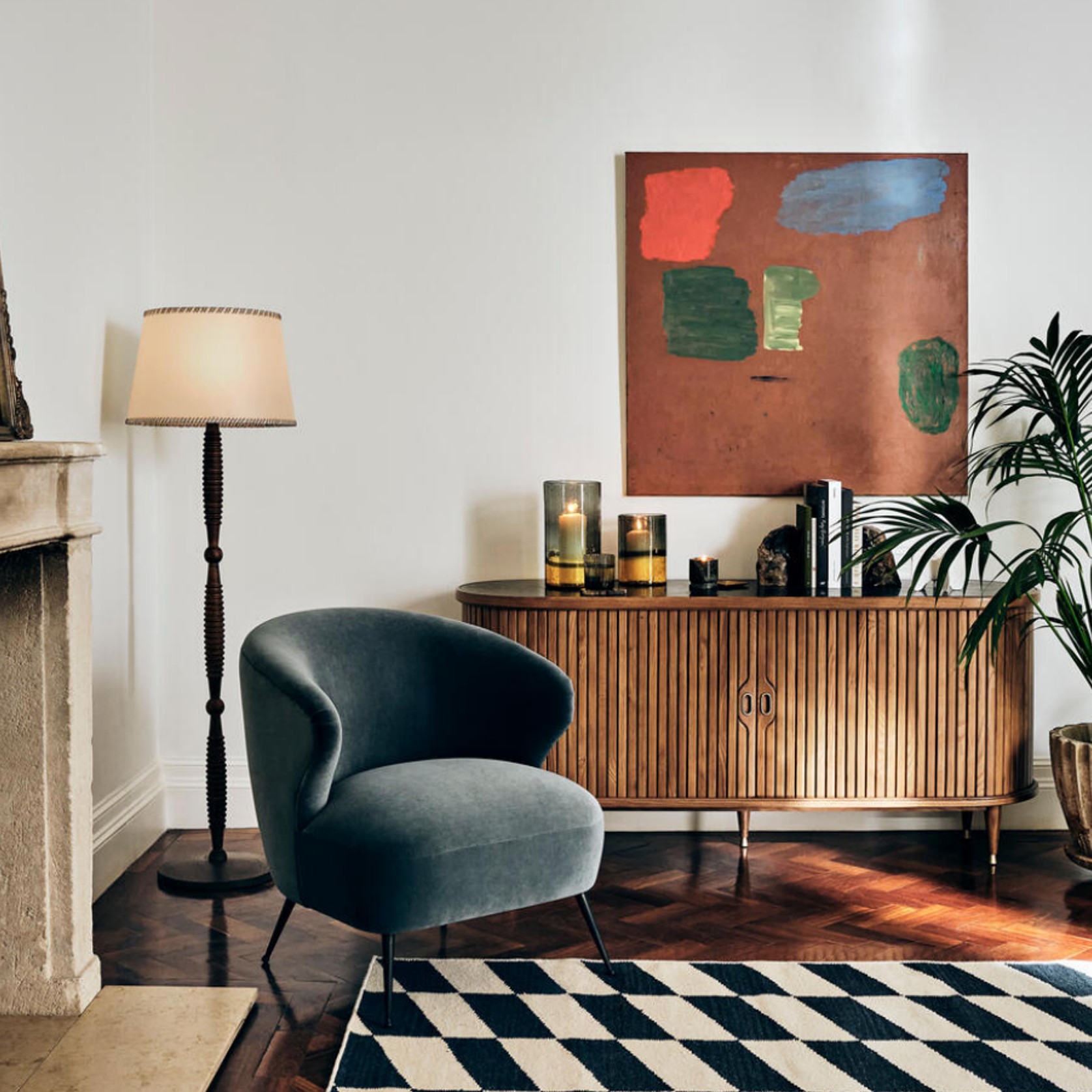 Soho Home | Nora Tambour Sideboard | Marquina Marble gallery detail image