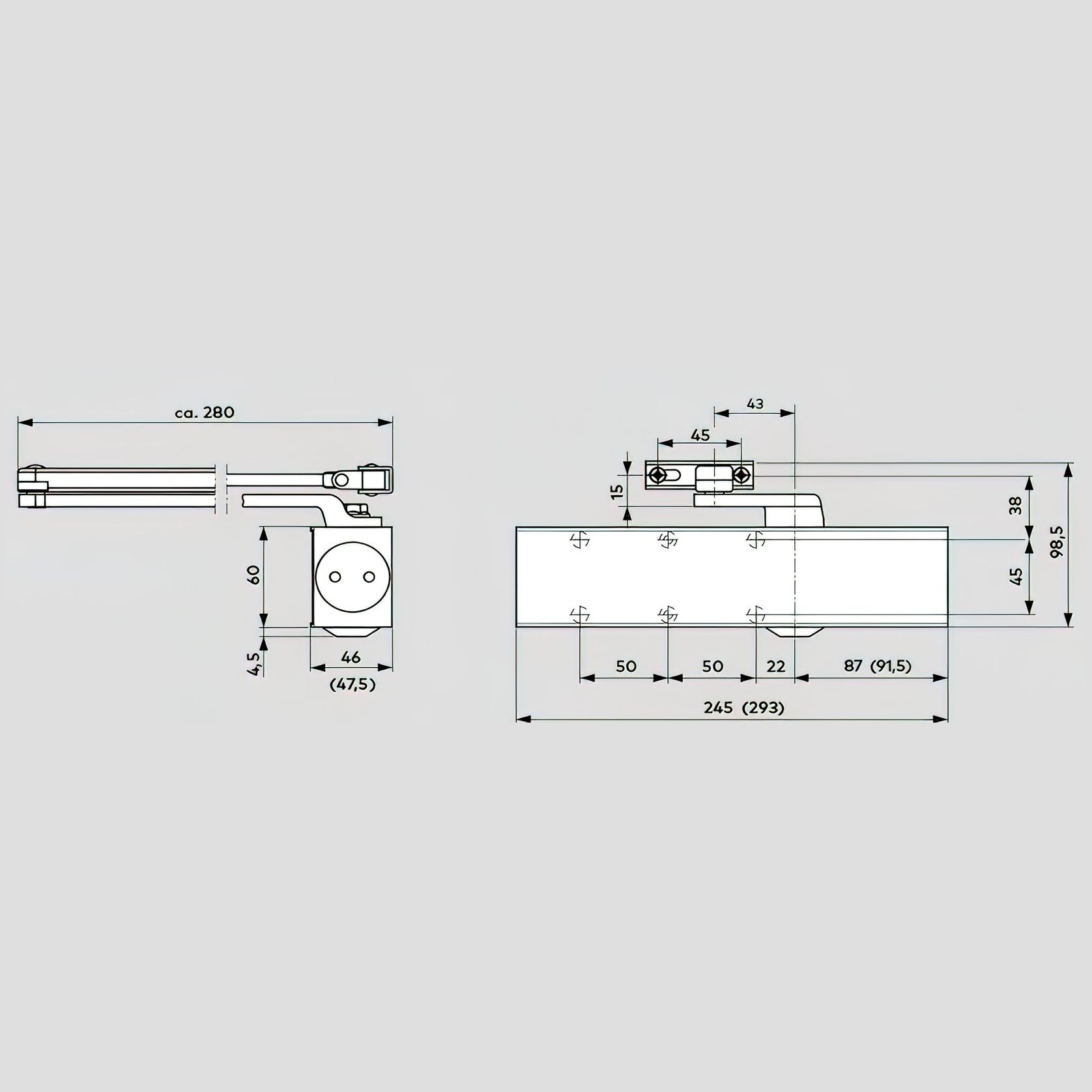 Dorma TS83 EN3-6 Door Closer Silver 38020801 gallery detail image