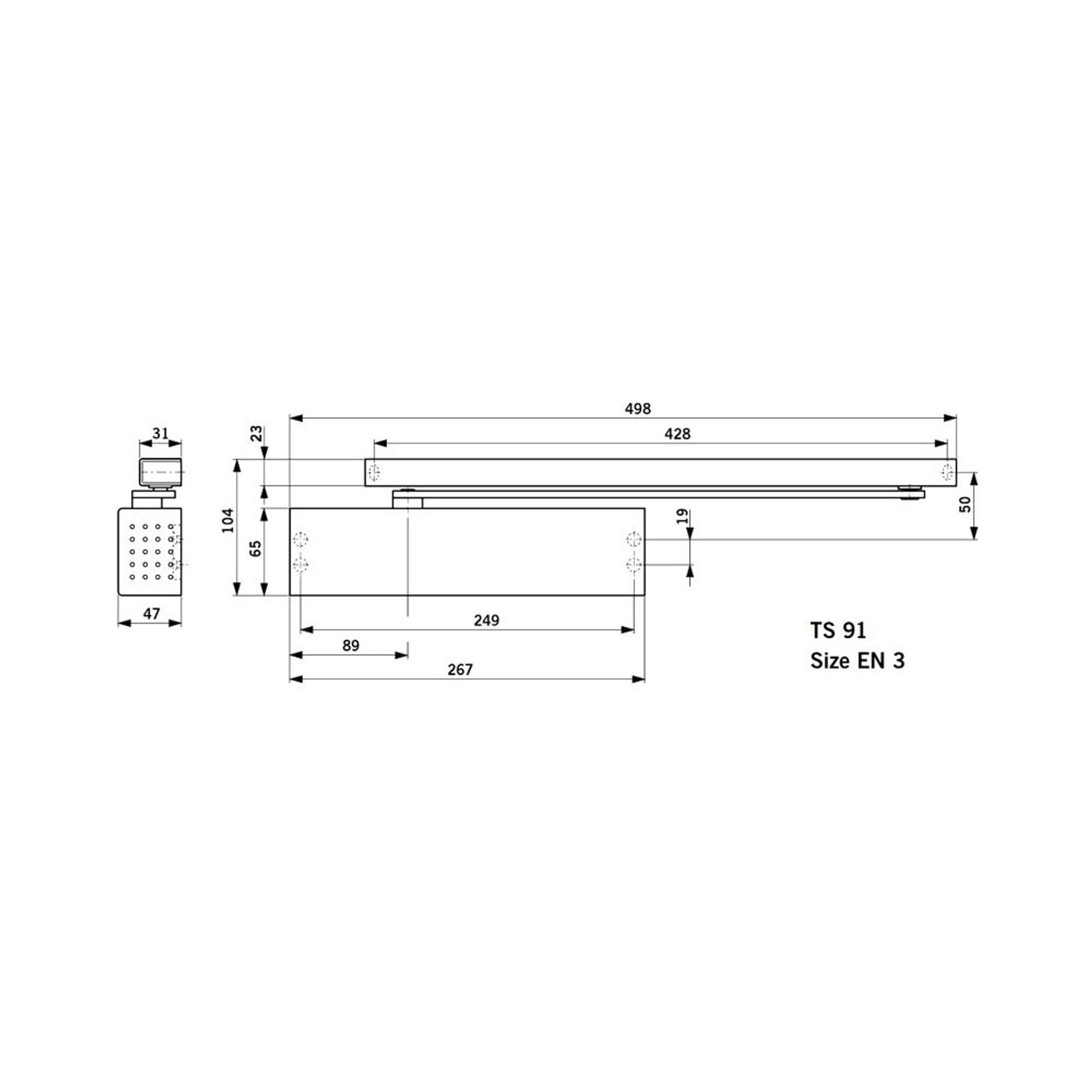 Dorma TS91B EN3 Door Closer Kit Slide Channel with Arm gallery detail image