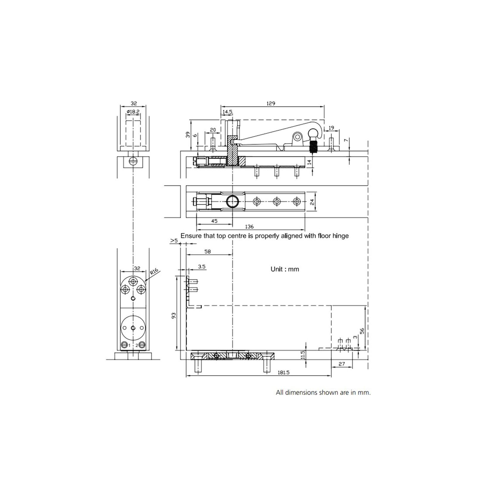Zanda Concealed Heel Door Closer ZANHEEL gallery detail image