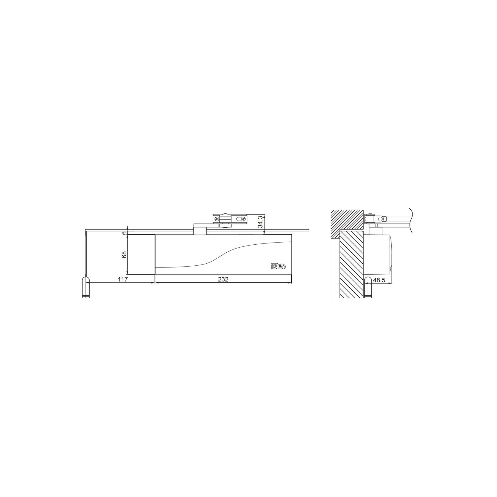 ISEO Hydraulic Door Closer, Standard Arm - IS110 gallery detail image