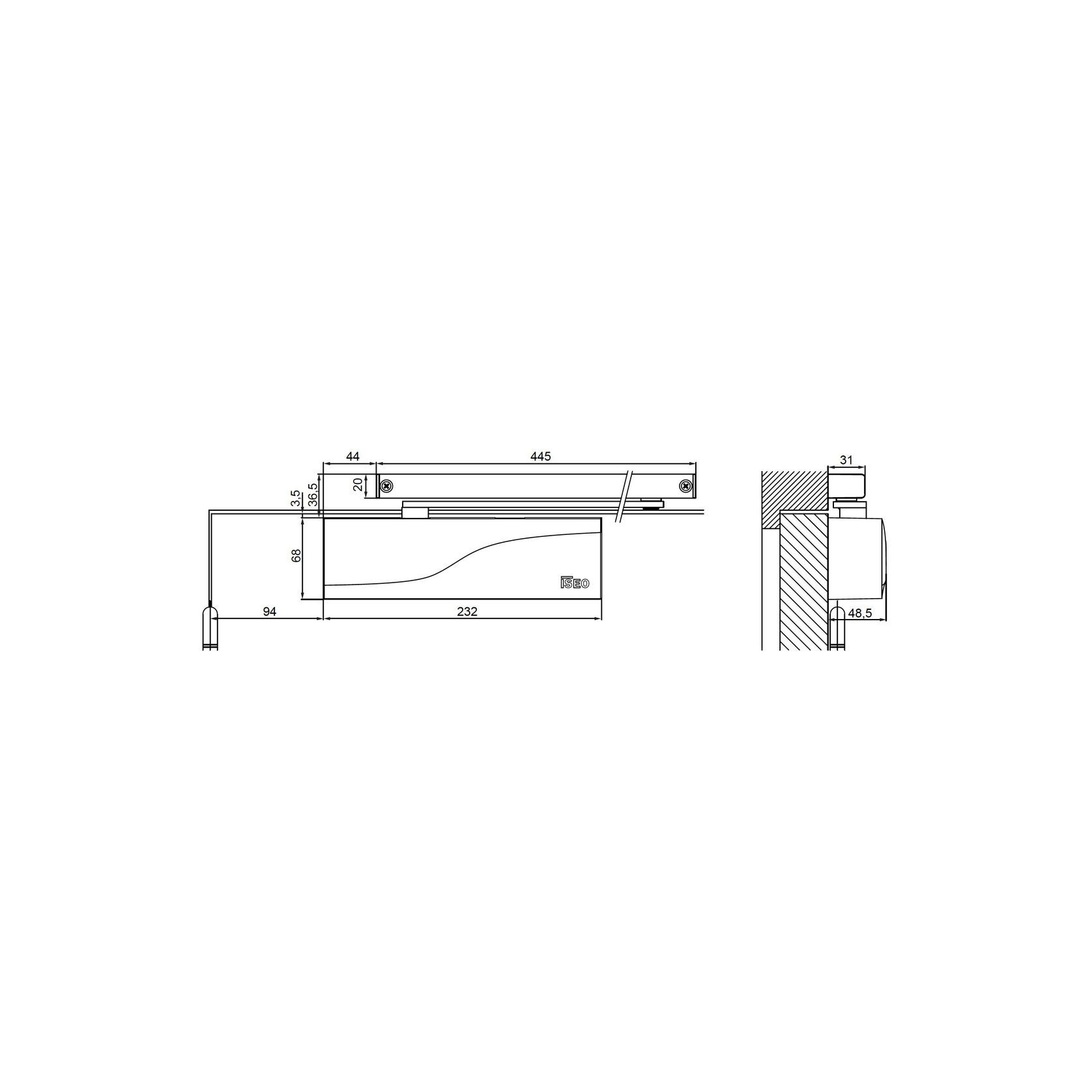 ISEO Hydraulic Door Closer, Sliding Arm - IS65 gallery detail image