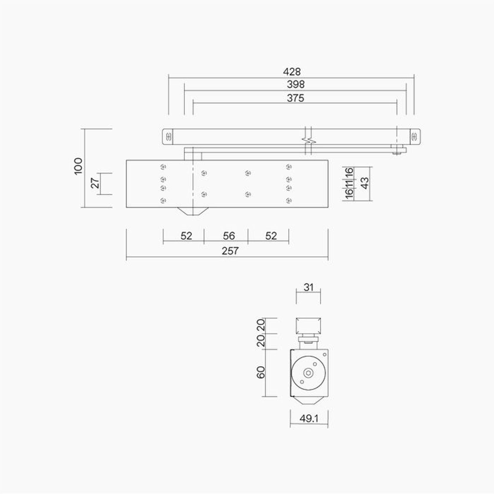 Cam Action Closer DDA Compliant Size 1-5 Push Side D1203MBLK-G gallery detail image