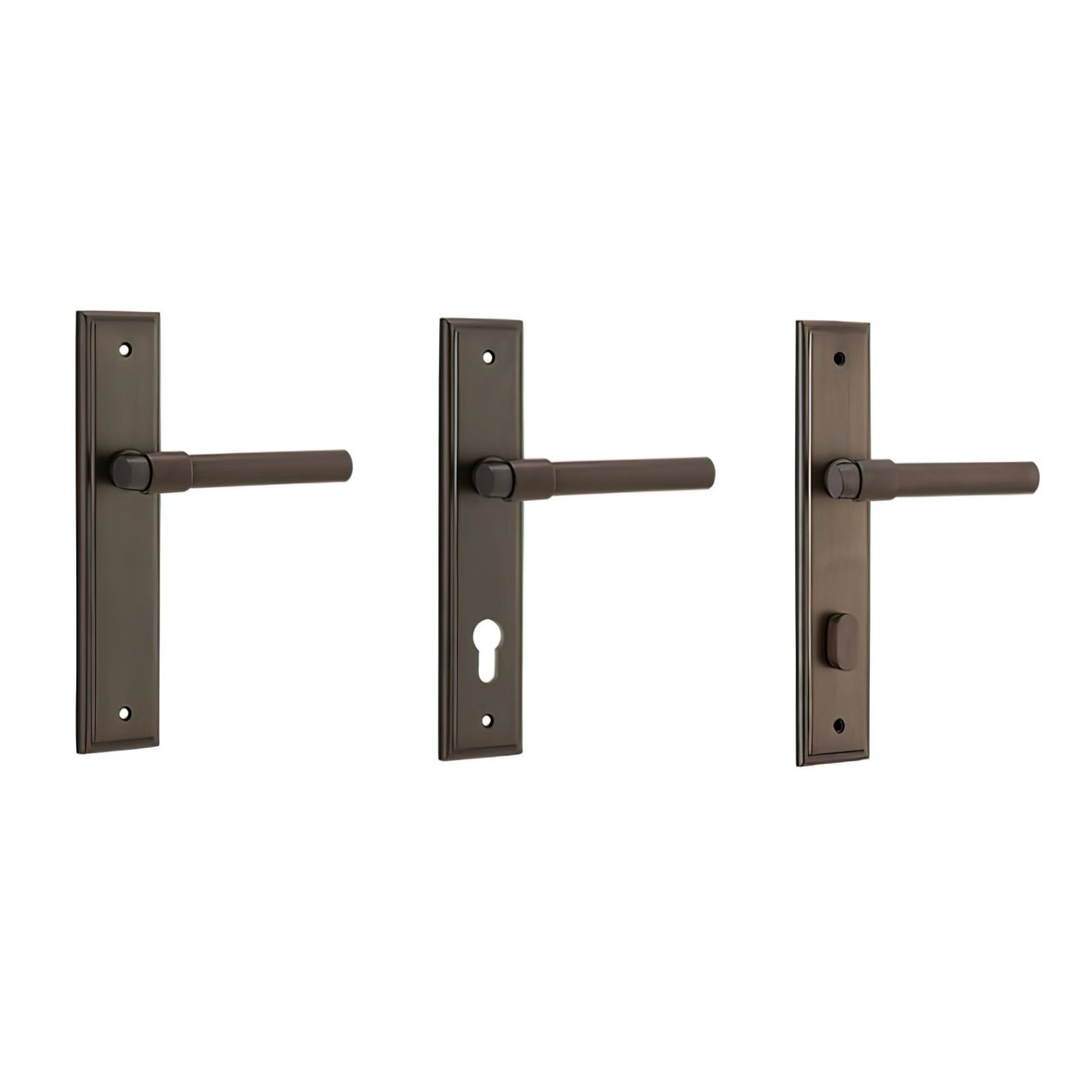 Iver Helsinki Door Lever on Stepped Backplate Signature Brass gallery detail image