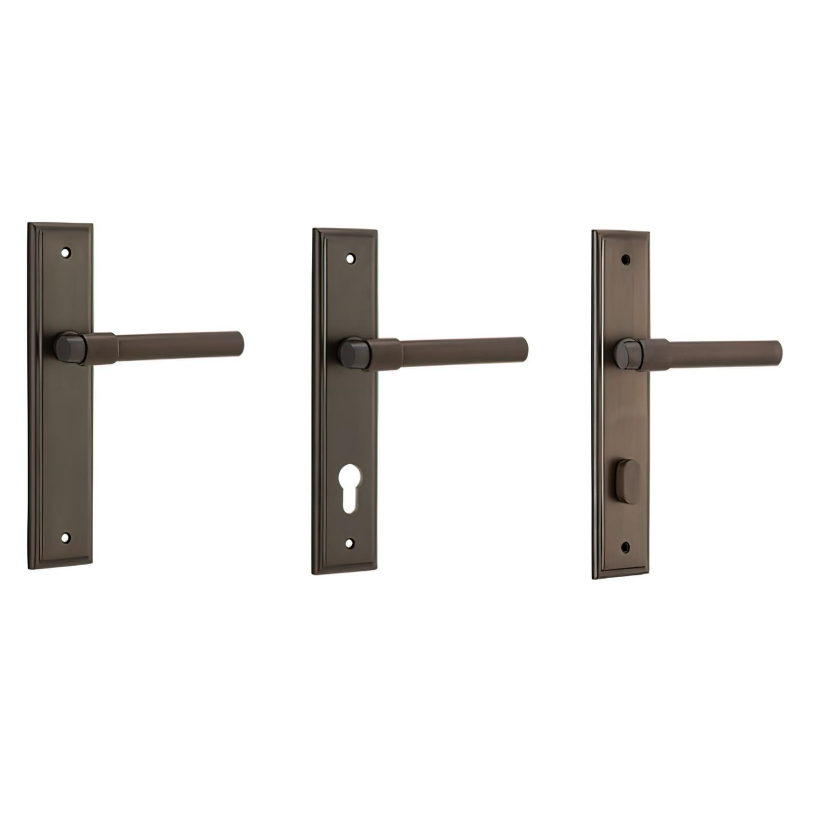 Iver Helsinki Door Lever on Stepped Backplate Signature Brass gallery detail image