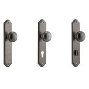 Iver Paddington Door Knob on Shouldered Backplate Distressed Nickel gallery detail image
