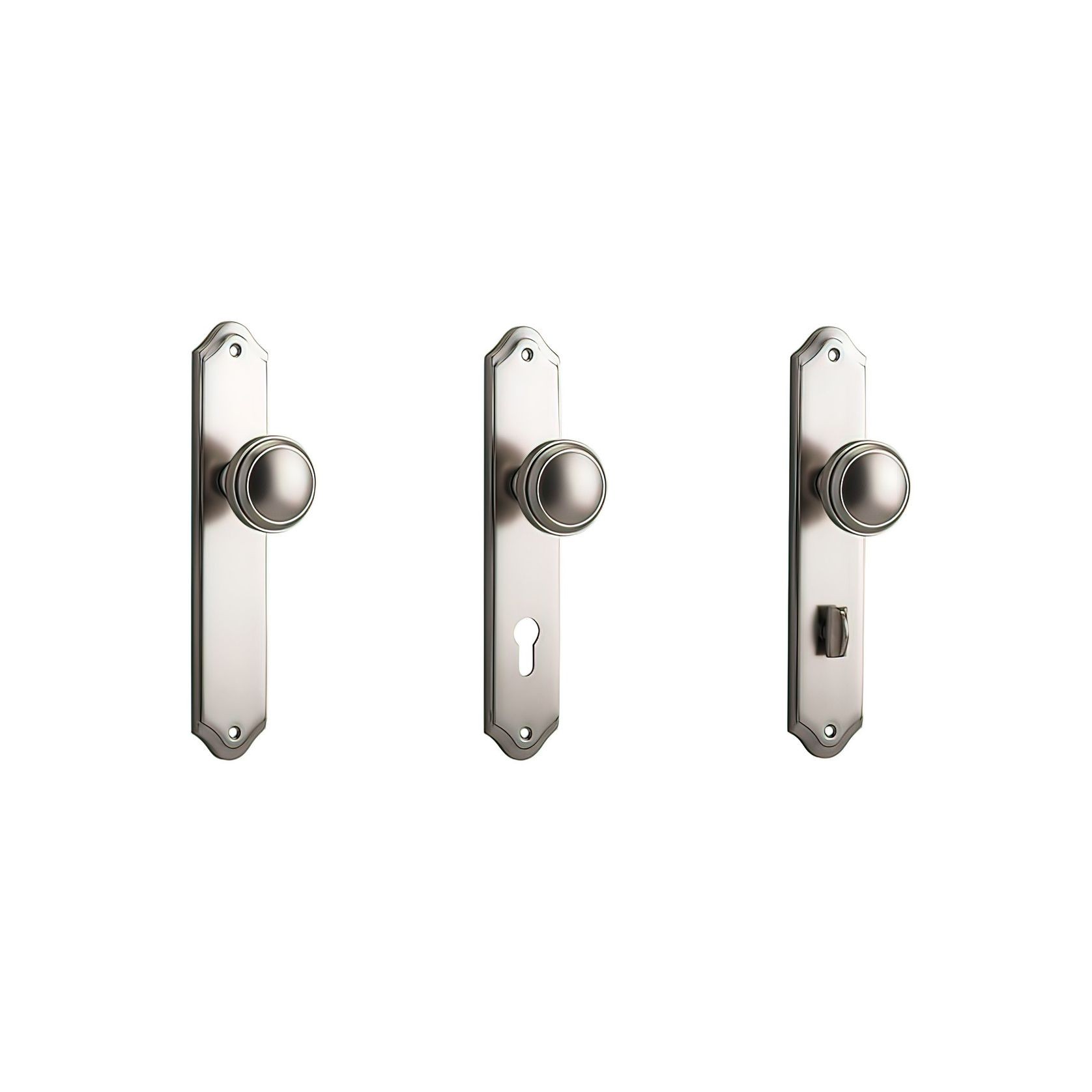 Iver Paddington Door Knob on Shouldered Backplate Satin Nickel - Customise to your needs gallery detail image