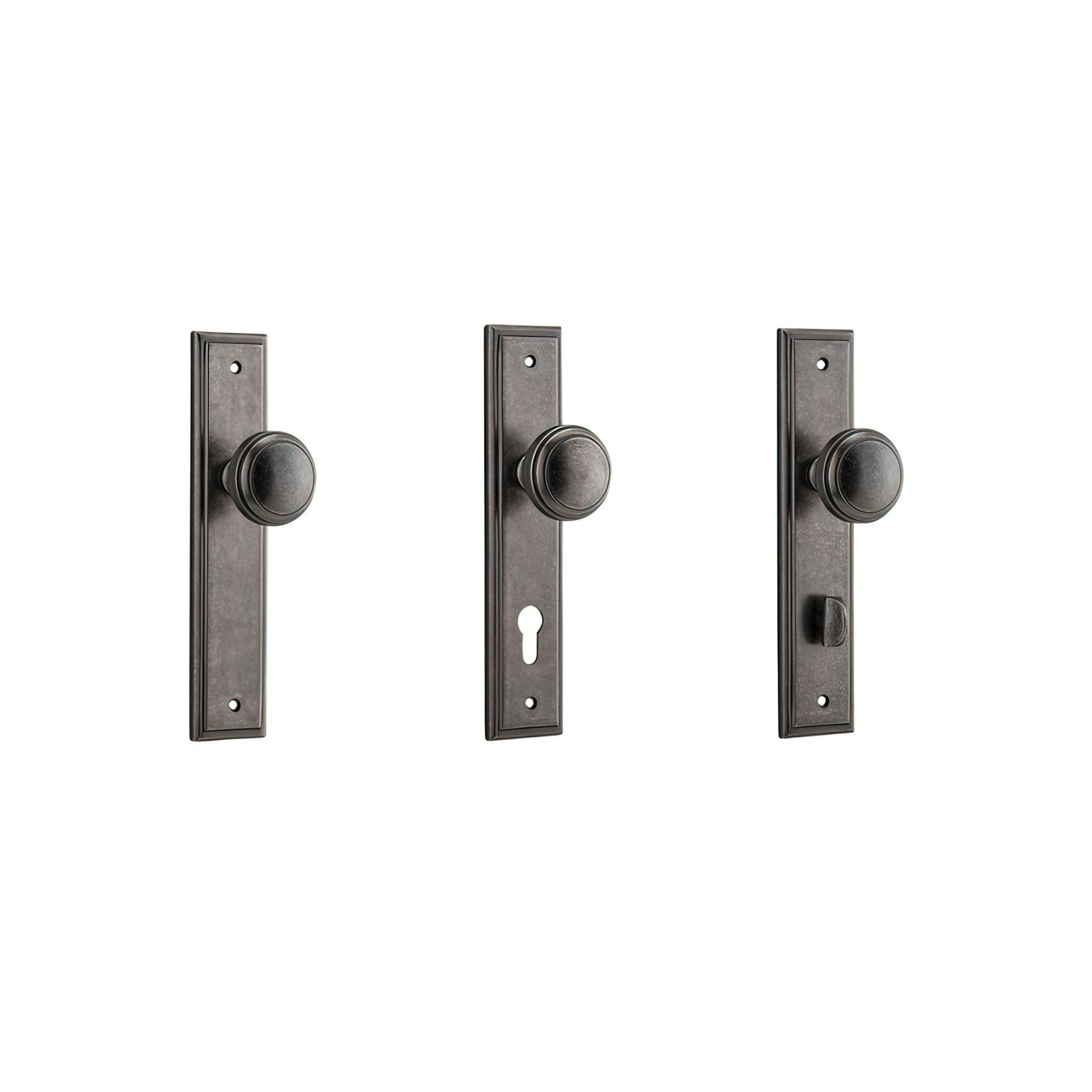 Iver Paddington Door Knob Stepped Backplate Distressed Nickel gallery detail image