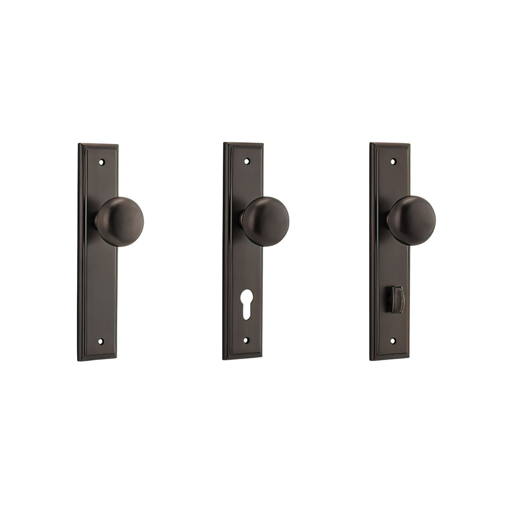 Iver Cambridge Door Knob on Stepped Backplate Signature Brass gallery detail image