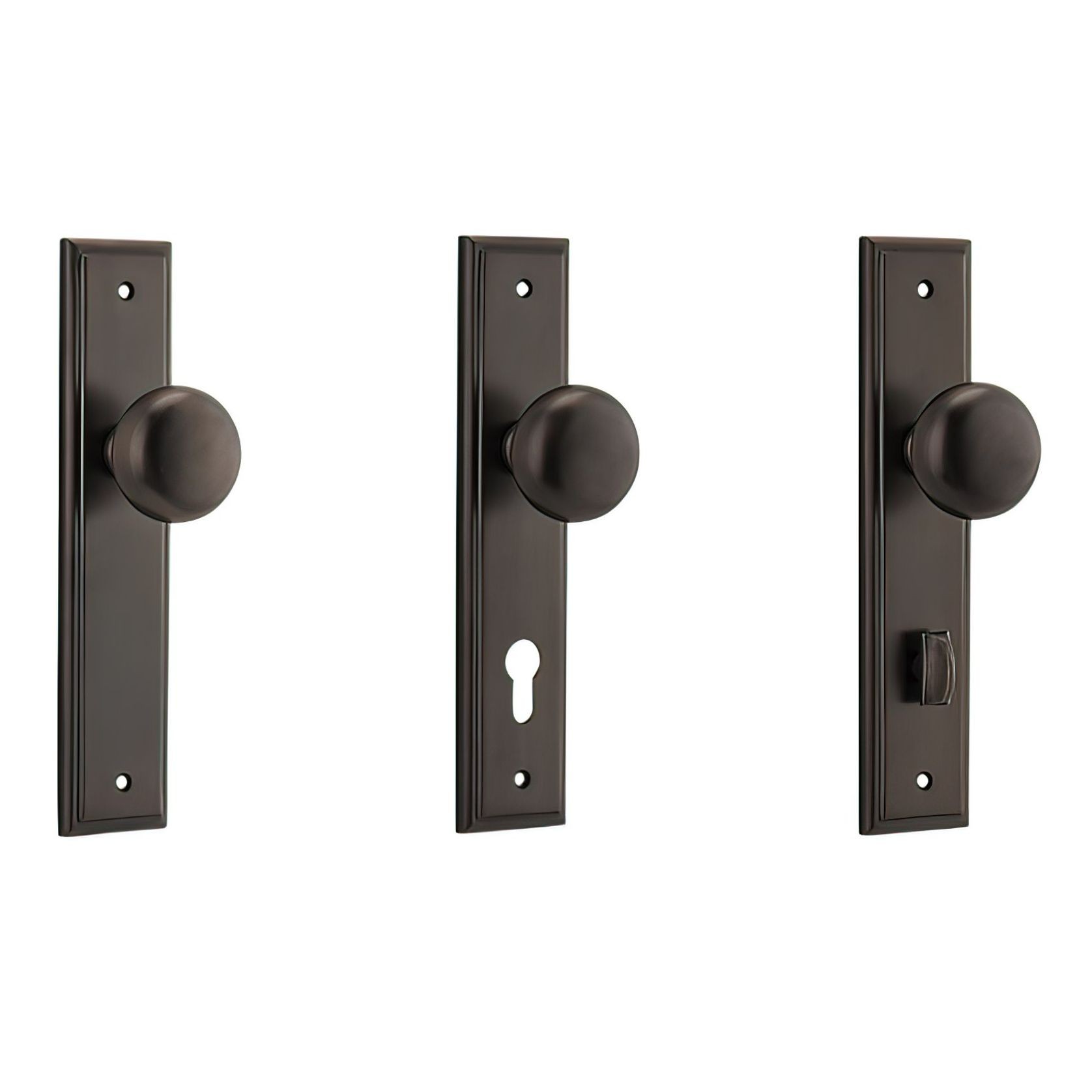 Iver Cambridge Door Knob on Stepped Backplate Signature Brass gallery detail image