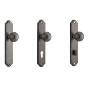 Iver Guildford Door Knob on Shouldered Backplate Distressed Nickel gallery detail image