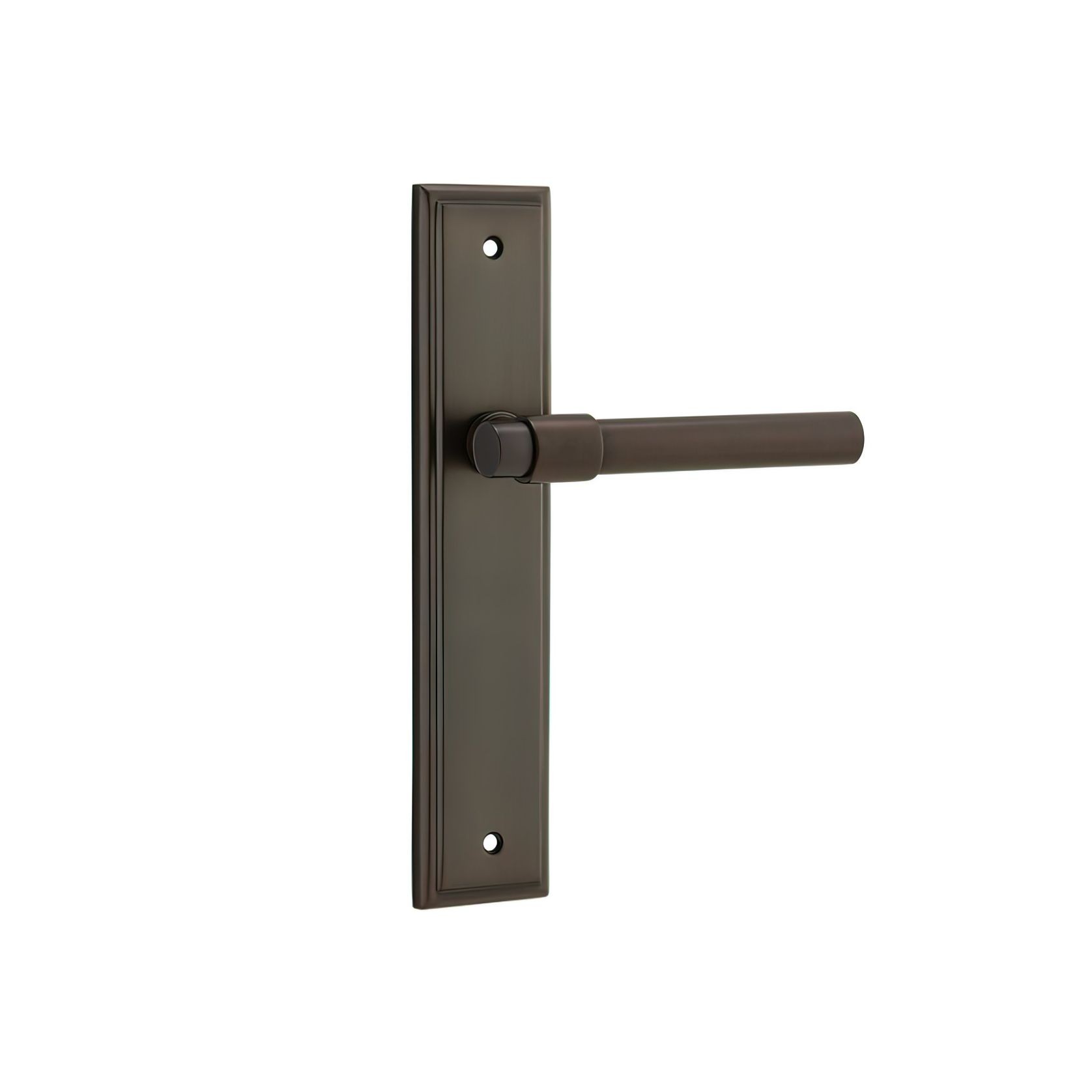 Iver Helsinki Door Lever on Stepped Backplate Signature Brass gallery detail image