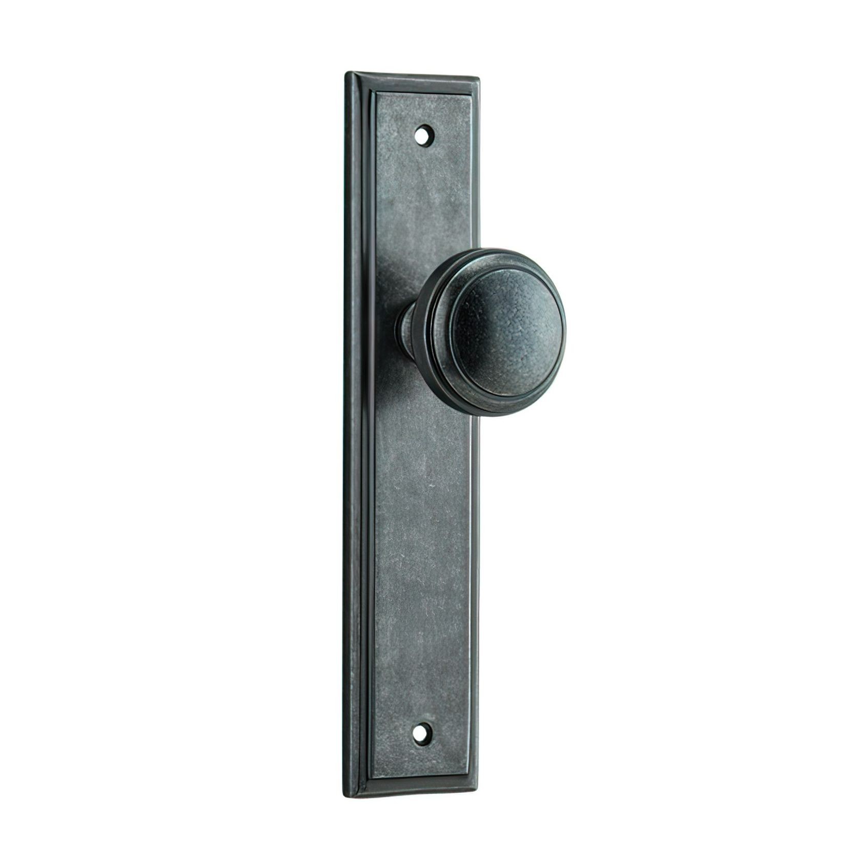 Iver Paddington Door Knob Stepped Backplate Distressed Nickel gallery detail image