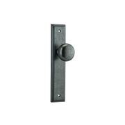 Iver Cambridge Door Knob on Stepped Backplate Distressed Nickel gallery detail image