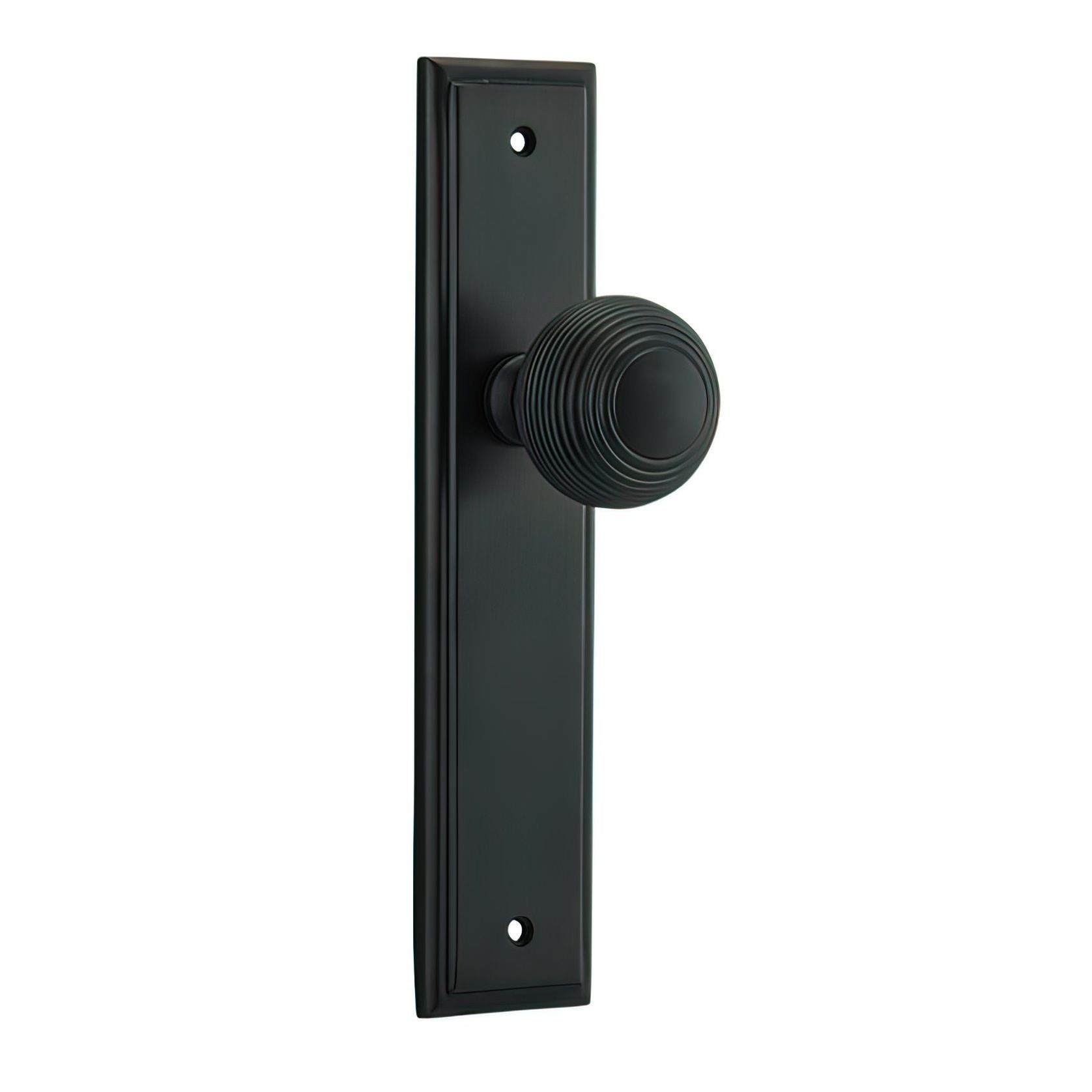 Iver Guildford Door Knob on Stepped Backplate Signature Brass gallery detail image