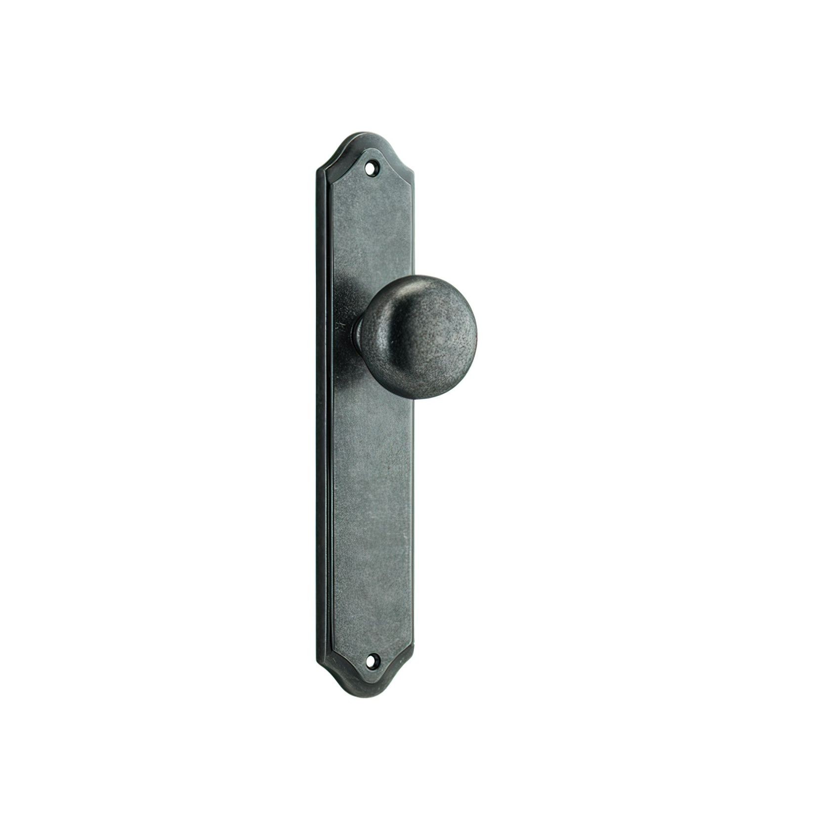 Iver Cambridge Door Knob on Shouldered Backplate Distressed Nickel gallery detail image