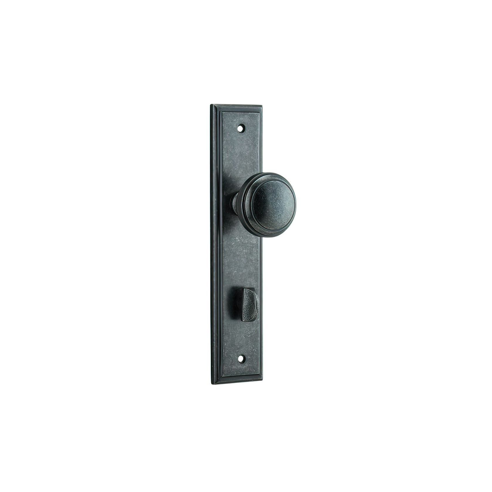 Iver Paddington Door Knob Stepped Backplate Distressed Nickel gallery detail image