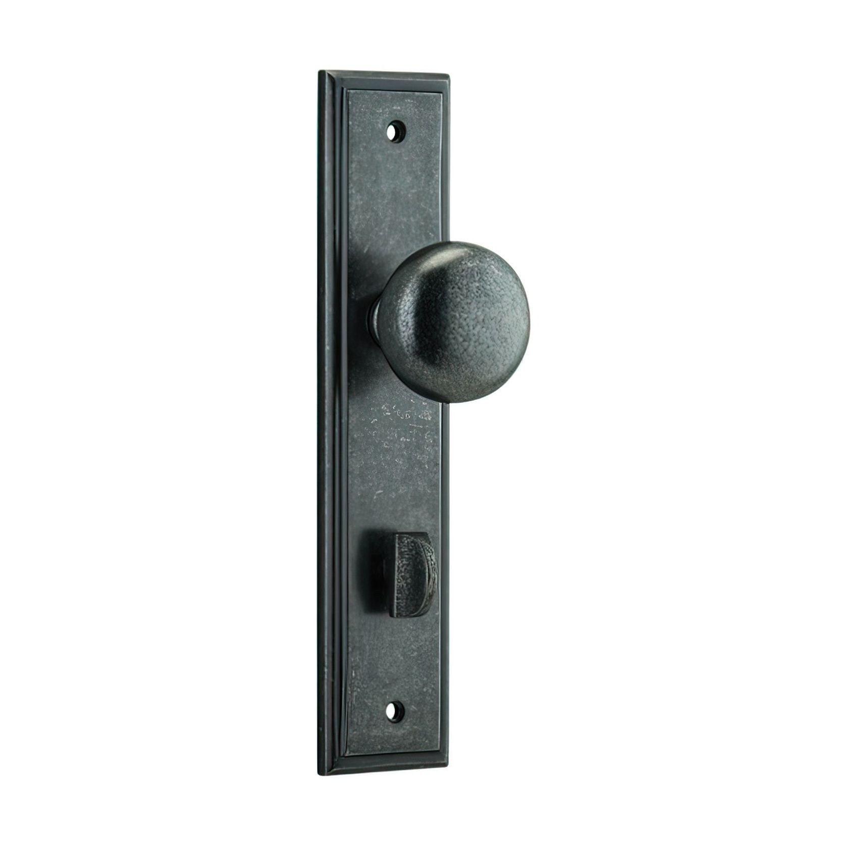 Iver Cambridge Door Knob on Stepped Backplate Distressed Nickel gallery detail image