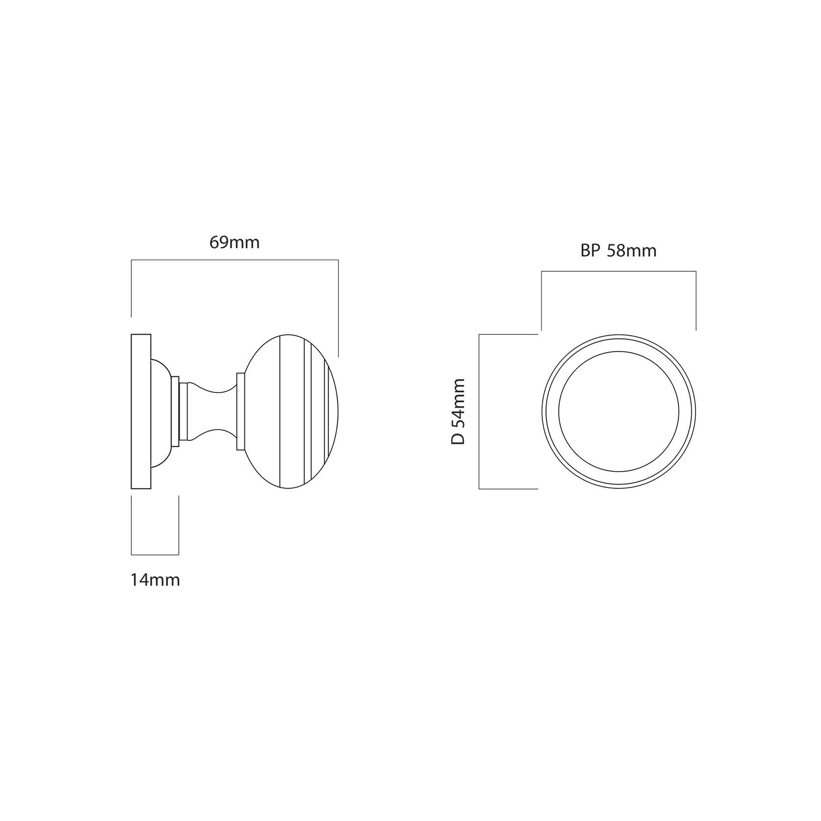 Iver Paddington Door Knob on Round Rose Passage gallery detail image