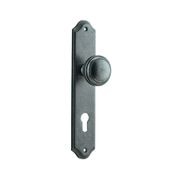 Iver Paddington Door Knob on Shouldered Backplate Distressed Nickel gallery detail image