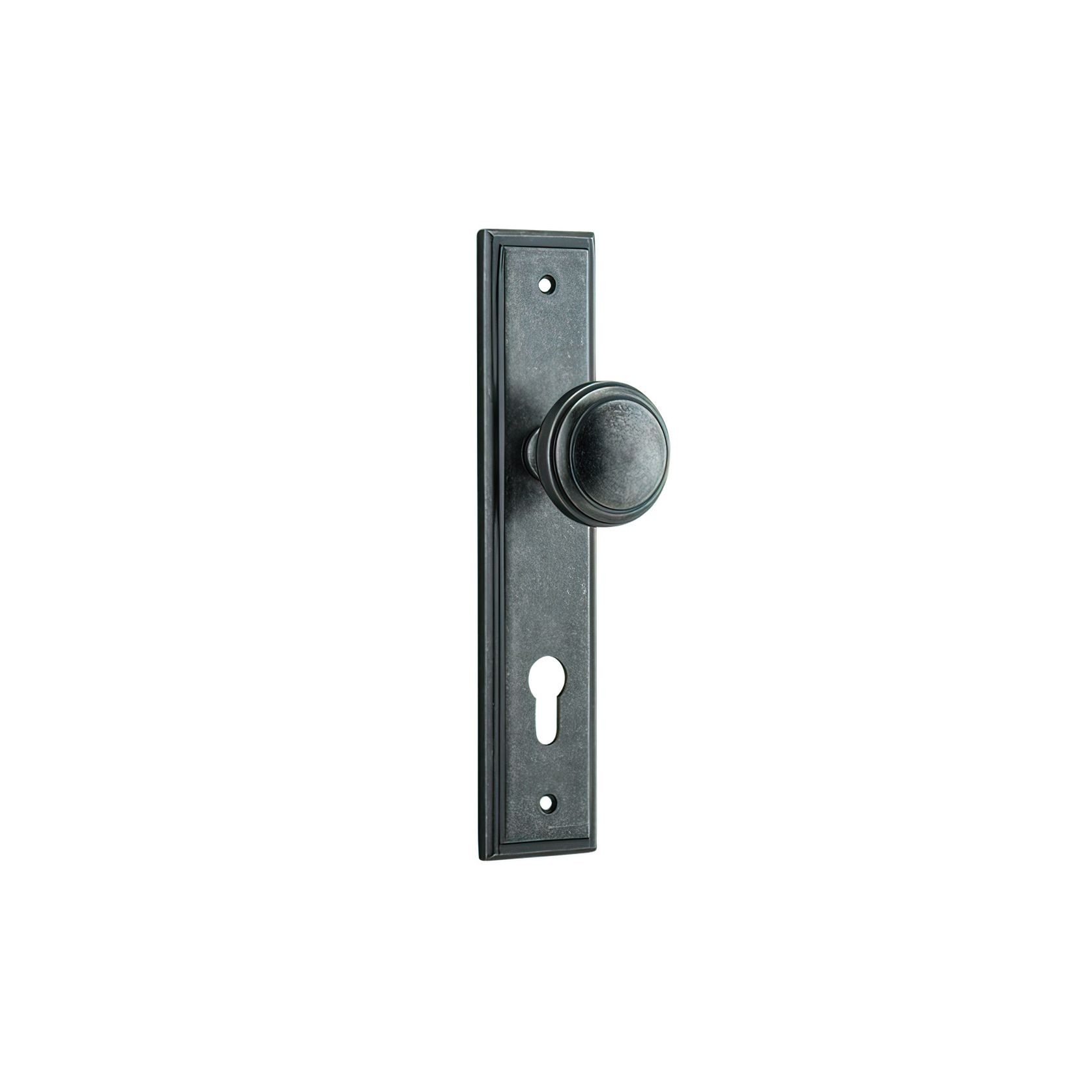 Iver Paddington Door Knob Stepped Backplate Distressed Nickel gallery detail image